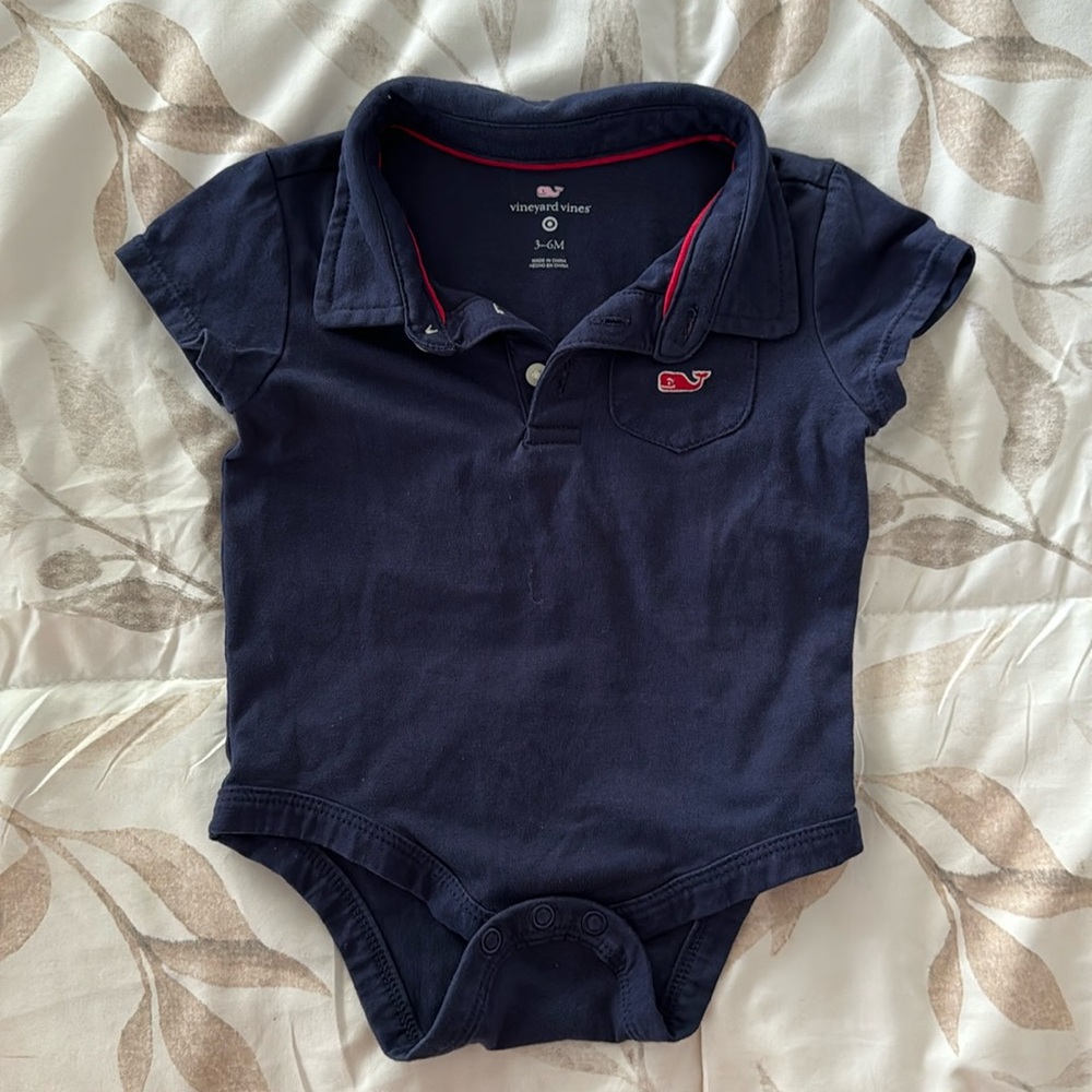 3-6 month navy blue vineyard vines onesie